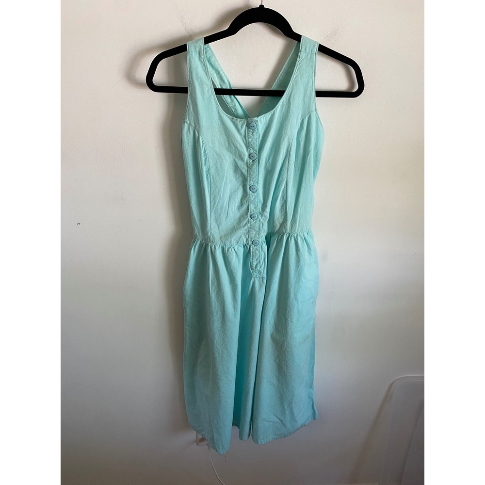 Sauvage California Womens Aqua Blue 100% Cotton Romper Cross Back Size S USA
